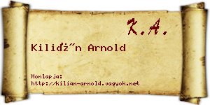 Kilián Arnold névjegykártya