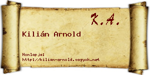 Kilián Arnold névjegykártya